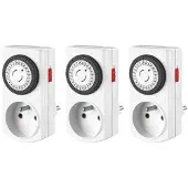 Perel Set met 3 mini 24-uurs timers, mechanisch, 230 V, 16 A, 3680 W, Duitse aarding type F, wit