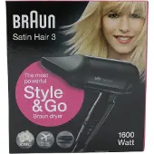 Braun Satin Hair 3 Style & Go BRHD350E Föhn - IONIC technologie - Infrared heating system - Multi Voltage voor op reis