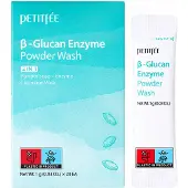 Petitfee B-Glucan Enzyme Powder Wash 1g*20ea - Facial Cleanser Cleansing Powder with Papaya Extract Papain Rice Extract for Mild Daily Exfoliation