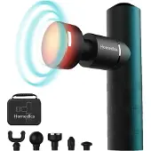 Homedics Myti Draadloze Massage Gun - Lichtgewicht Design - 5 Opzetstukken - 4 Intensiteitsinstellingen - 3 uur Batterijduur - Massageapparaat - Verwarmde Opzetstuk - Opbergtas - HHP65 - Zwart