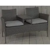 Kynast Memphis Wicker Bank- Tete-a-tete - 2 zitsbank voor balkon of tuin tweezitter met tafel