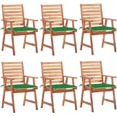 vidaXL Tuinstoelen 6 st met kussens massief acaciahout