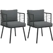 vidaXL Tuinstoelen 2 st met kussens poly rattan zwart