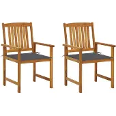 vidaXL Tuinstoelen met kussens, 2 stuks. Massief acaciahout