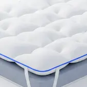Casabel Matrasoplegger 140 x 200 cm van ademende microvezel met blauwe bies