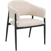 Giga Meubel Eetkamerstoel Dénia - Beige/Zwart Stof - Set van 2