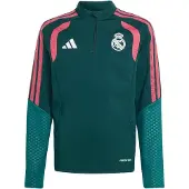 Adidas Real Madrid Trainingstrui 1/4-Zip 2026-2027 Kids Donkergroen Roze Wit