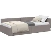 vidaXL Hoek Bed Frame met hoofdeinde Taupe 80 cm x 200 cm Stof
