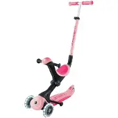 Globber GO-UP DELUXE LIGHTS – 3-in-1 driewieler, 120/80 mm, ABEC 9, driewieler, verstelbare hoogte, LED-lichtgevende wielen, pastelroze