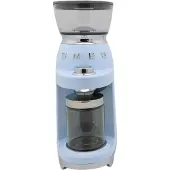 Smeg CGF03PBEU Elektrische Koffiemolen - Koffiebonenmaler - 30 Maalstanden - RVS Kegelmaalwerk - Voor Espresso, Filterkoffie & French Press - 240g Bonenreservoir - '50s Style - Pastelblauw