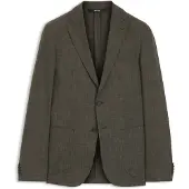 BOSS Slim-fit colbert van scheerwol en linnen