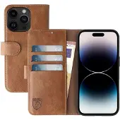 Rosso Element Book Case Wallet Hoesje Geschikt voor Apple iPhone 14 Pro | Portemonnee | 3 Pasjes | Magneetsluiting | Stand Functie | Bruin