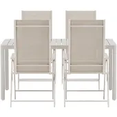 Svea - Valarie rechthoekige tuintafel - beige + 4x Crystal tuinstoelen - beige