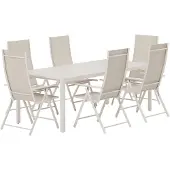 Svea - Valarie rechthoekige tuintafel - beige + 6x Crystal tuinstoelen - beige