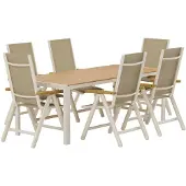 Svea - Reginald rechthoekige tuintafel - beige + 6x Arline tuinstoelen - beige
