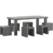 Beliani TARANTO - Tuinset 6-zits - Donkergrijs - Vezelcement