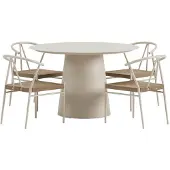 Svea - Elliott ronde tuintafel - beige + 4x Nick tuinstoelen - beige