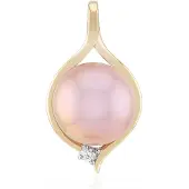 Cavill - Elegante Zilveren Hanger - 925 Sterling Zilver Verguld - Paarse Ming Parel 11,5 mm - Zirkonen 0,047 ct - Stijlvolle Sieraden Dames