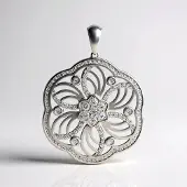 Cavill - Zilveren hanger met 127 Cambodjaanse zirkonen - 925 sterling zilver gerhodineerd - Bloemvormige, elegante ronde zirkonia sieraden - 2,233 ct