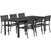 Svea - Clara rechthoekige tuintafel - zwart + 6x Jami tuinstoelen - zwart