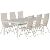 Svea - Pearlie rechthoekige tuintafel - beige + 6x Crystal tuinstoelen - beige