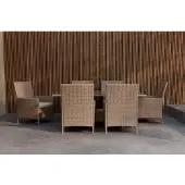 Svea - Wiley rechtoekig tuintafel + 4 tuinstoelen - bruin staal rotan