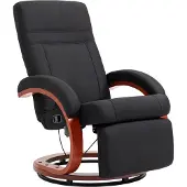 HOMCOM Recliner-Polyester, Eukalyptusholz-68L x 86B x 100H cm-Schwarz