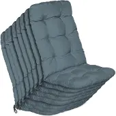 Beautissu Flair HL Stoelkussen Set 8x Hoge Rugleuning 120x50x8 cm Duifblauw – Tuinstoelkussen