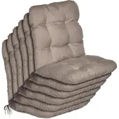 Beautissu Flair NL Stoelkussen Set 6x Lage Rugleuning 100x50x8 cm Taupe – Tuinstoelkussen