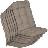 Beautissu Flair HL Stoelkussen Set 8x Hoge Rugleuning 120x50x8 cm Taupe – Tuinstoelkussen