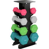 4Goodz Dumbbell set 1-4 kg hexagonaal 4 paar dumbbells met standaard -antislip
