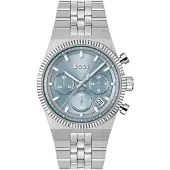 BOSS Candor blue-dial chronograph watch with fluted bezel