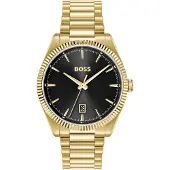 BOSS Cheswick goudkleurig horloge met gegroefde lunette