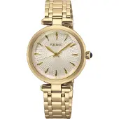 Seiko quartz quartz goud dames horloge met witte wijzerplaat & roestvrij stalen band