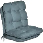 Beautissu Flair NL Stoelkussen Set 2x Lage Rugleuning 100x50x8 cm Duifblauw – Tuinstoelkussen
