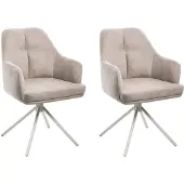 Beliani MIRA - Eetkamerstoel set van 2 - Taupe - Polyester