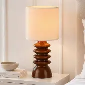 LumenXL Tafellamp Seyra - bruin keramiek met stoffen kap in beige