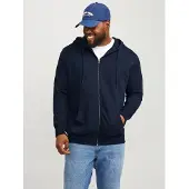 Jack & Jones Plus Size Effen Hoodie Met Rits