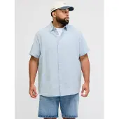 Jack & Jones 12294285 Linen Plus Size Overhemd Met Korte Mouwen