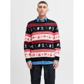 Jack & Jones Trui 'JJXmas Noel' donkerblauw / rood / wit