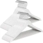 Songmics Houten kledinghangers met inkepingen en draaibare haak, Wolkenwit / 30