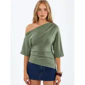 Busem Vrouwen bootneck gebreide blouse met korte mouwen