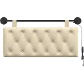 vidaXL Hangend hoofdbord Met LED-verlichting Crèmekleurig Stof