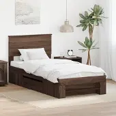 vidaXL Bedframe met hoofdeinde Bruin Eiken 80 x 200 cm Bewerkt hout