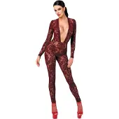 Noir Kink Royal - bodystocking - transparant - rood