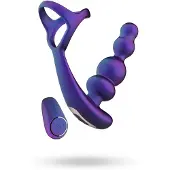 Hueman Stellar Force - anale vibrator en penisring (paars)
