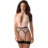 Obsessive Lilines - body met jarretels - roze - L/XL