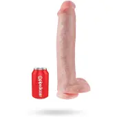 King Cock 15 - dildo met ballen en zuignap (38 cm, huidskleur)