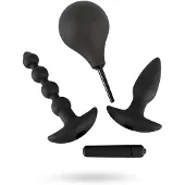 Black Velvets - Anale Set 4-delig - Plug, Strand & Douche 1 St