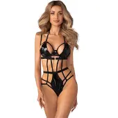 Obsessive Keira - body met bandjes - zwart - L/XL